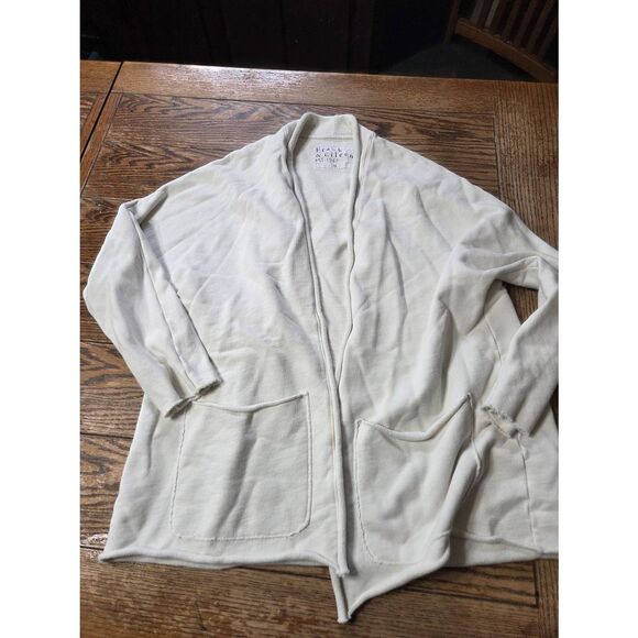Frank And Eileen Barbara Beach Fleece Cardigan Vintage White Sz Medium - Picture 2 of 5